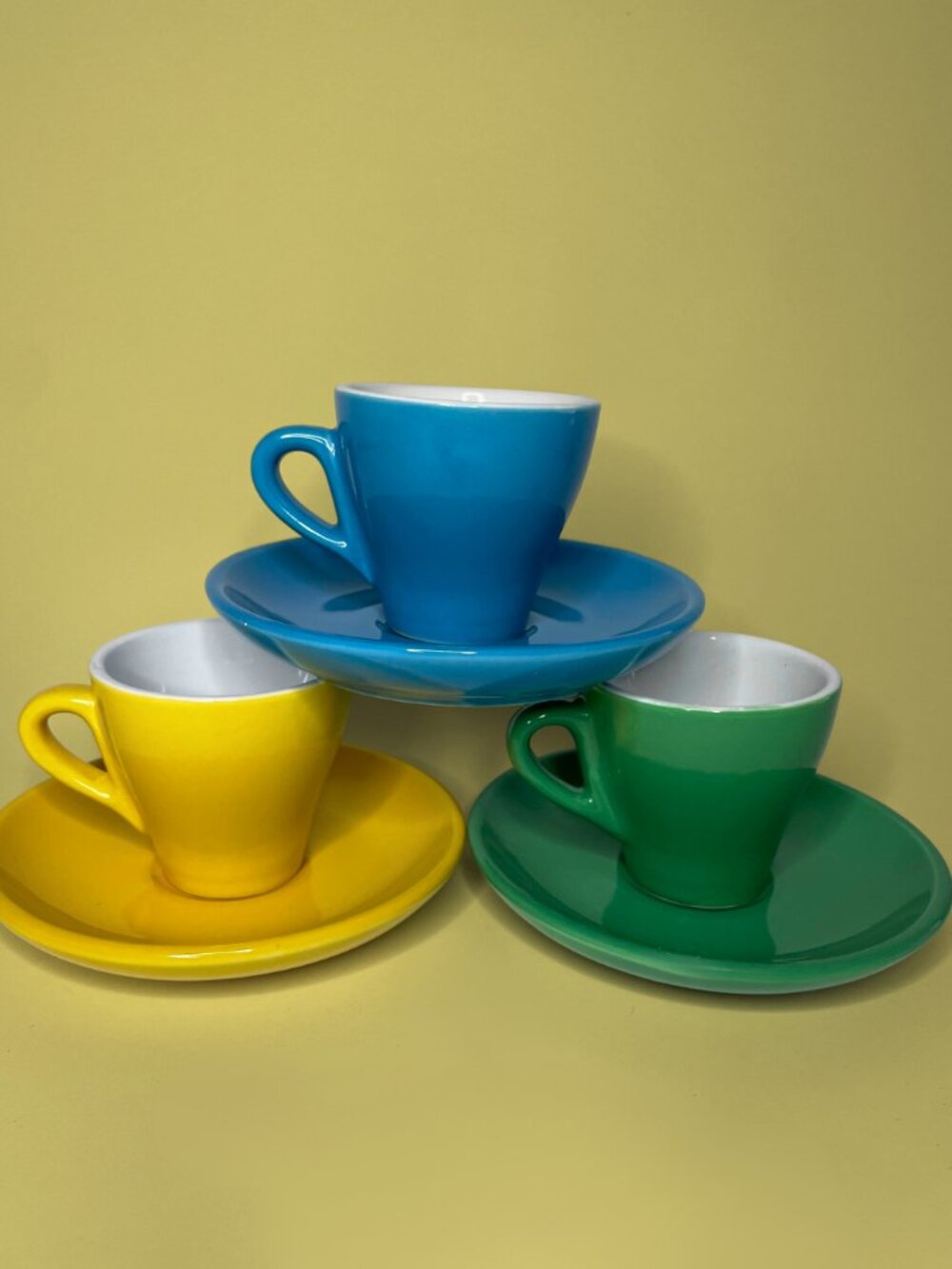 Vintage Italian Style Ceramic Espresso Cups and Saucers
